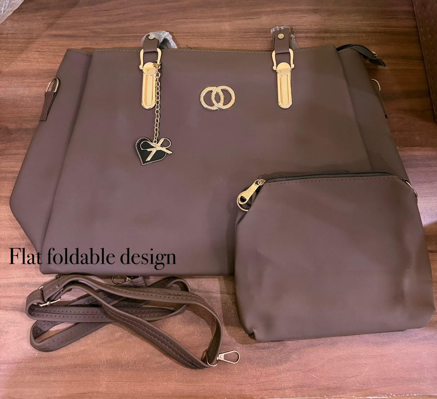 Brown soft tote bag