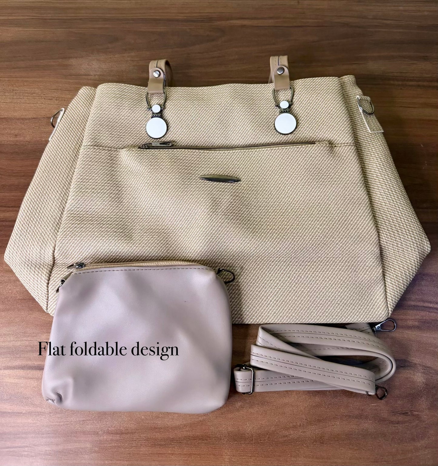 Beige soft tote bag
