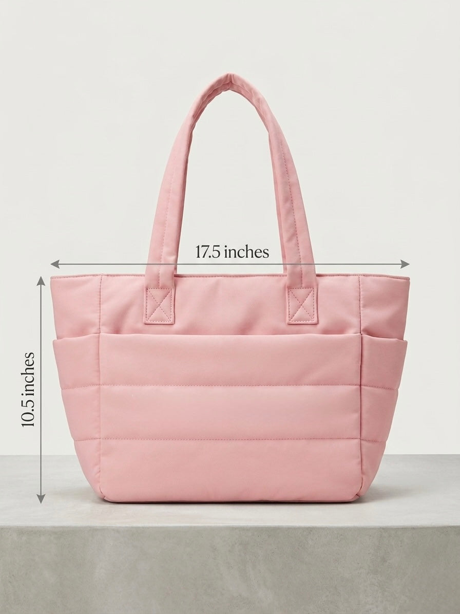 Pink puffer tote bag