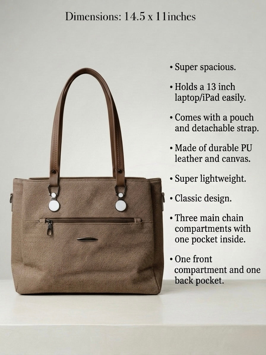 Dark beige soft tote bag
