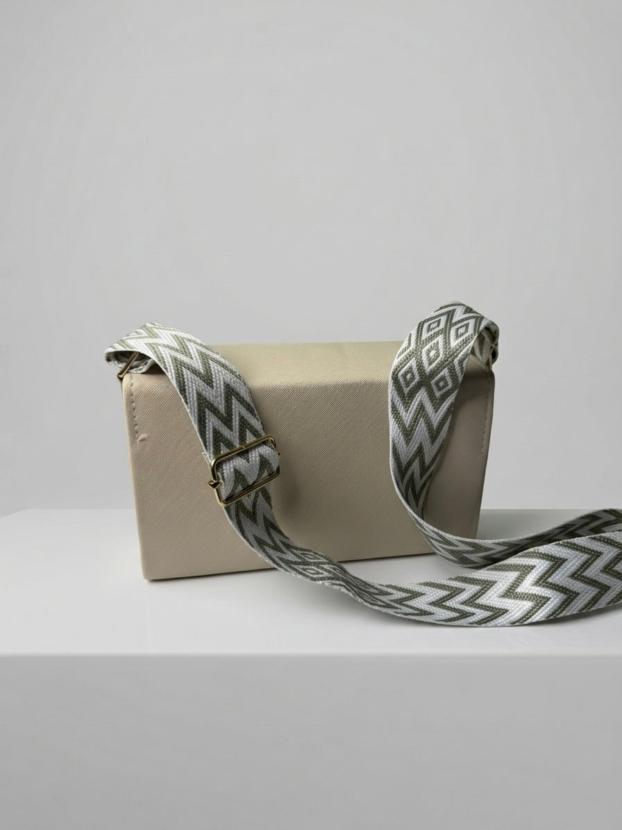 Green and beige crossbody