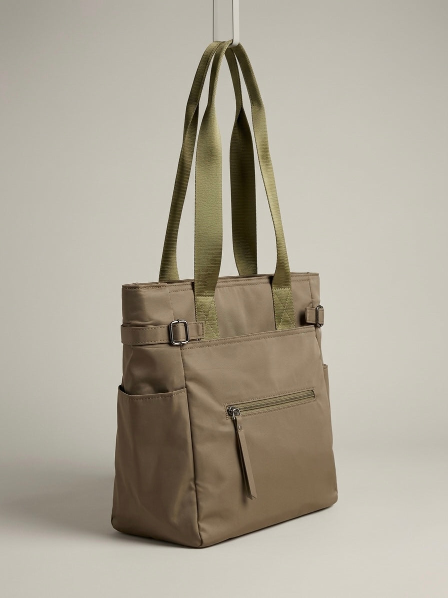 Khakhi green tote