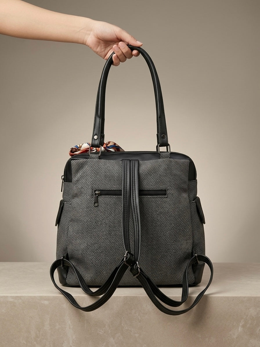 Black and Grey tote + Backpack Bag