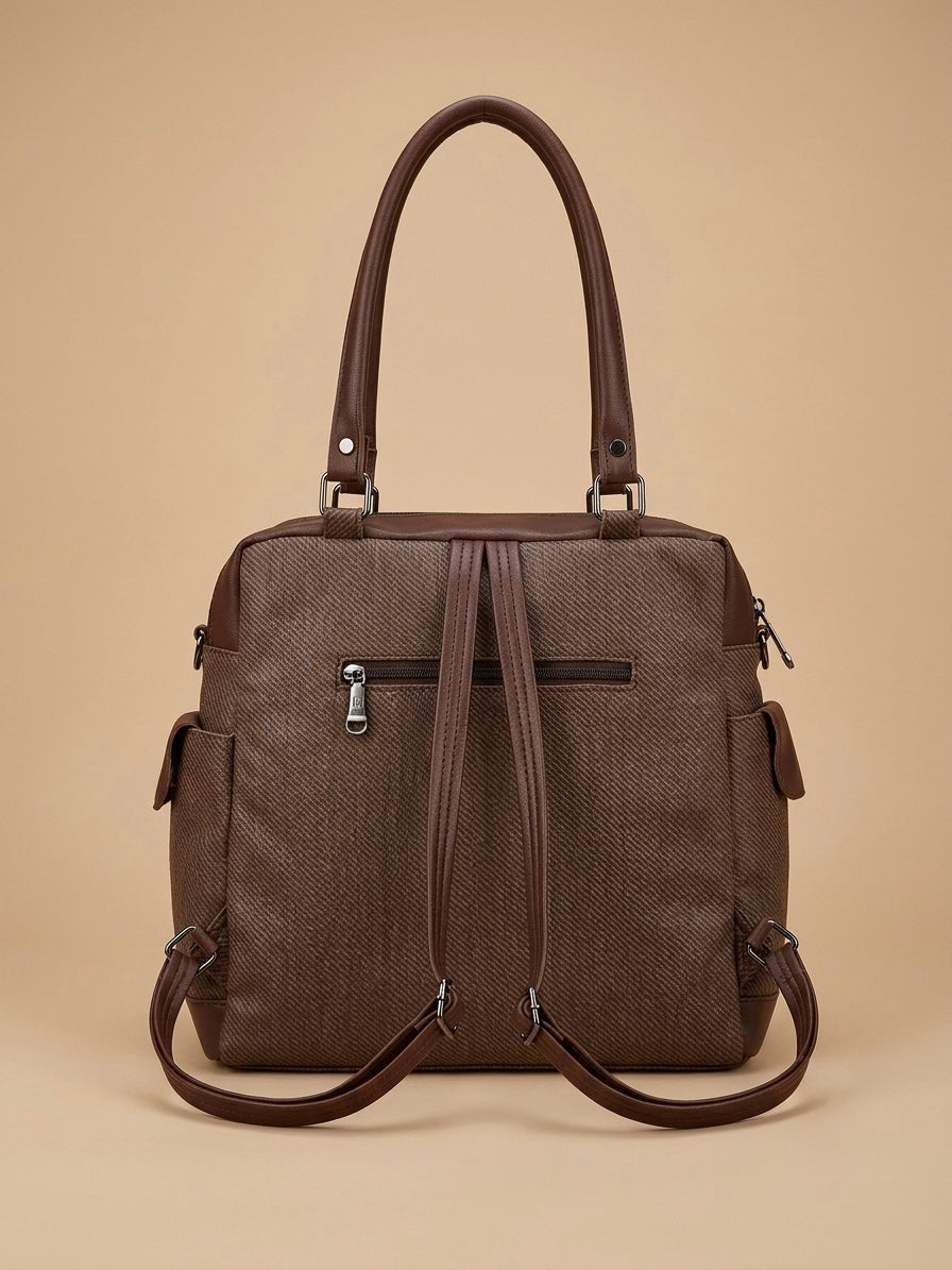 Brown tote + Backpack Bag