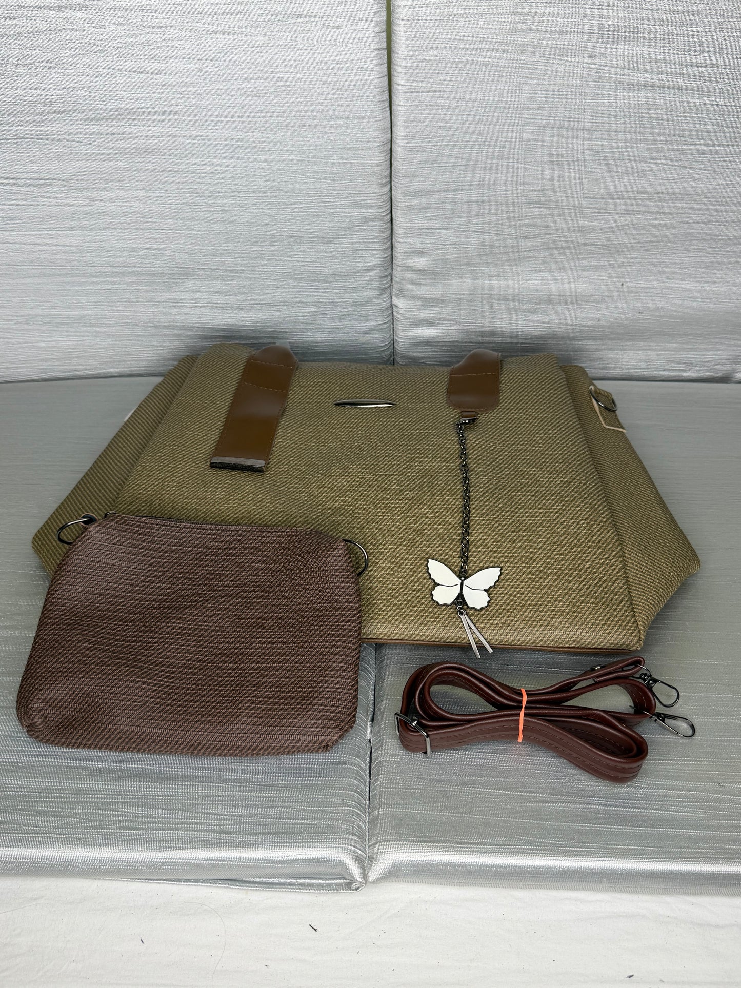 Light brown soft tote bag