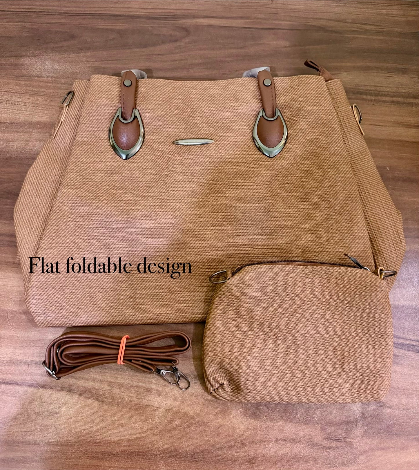 Light brown soft tote bag
