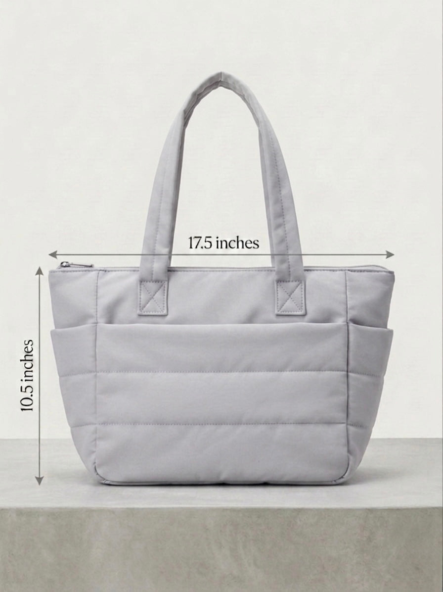 Grey puffer tote bag