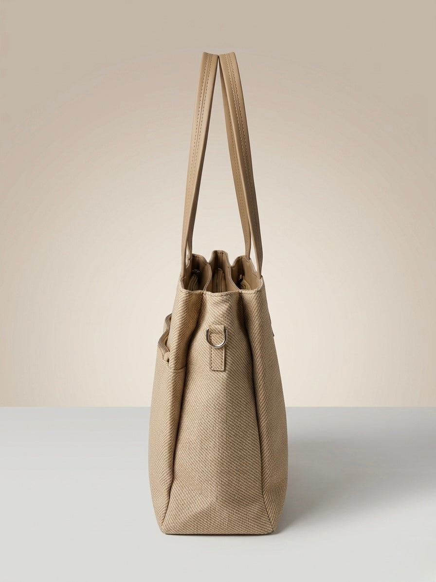 Beige soft tote bag