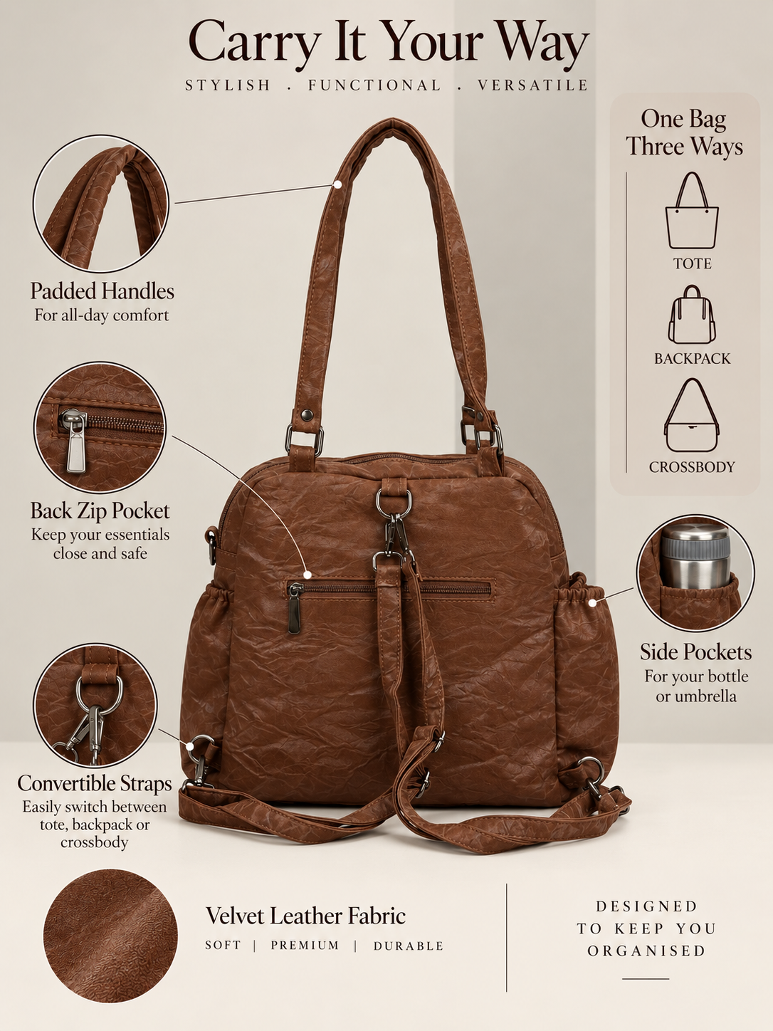 Nutmeg Convertible Bag