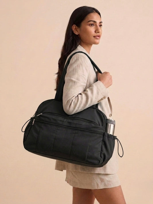 Black tote plus duffle bag