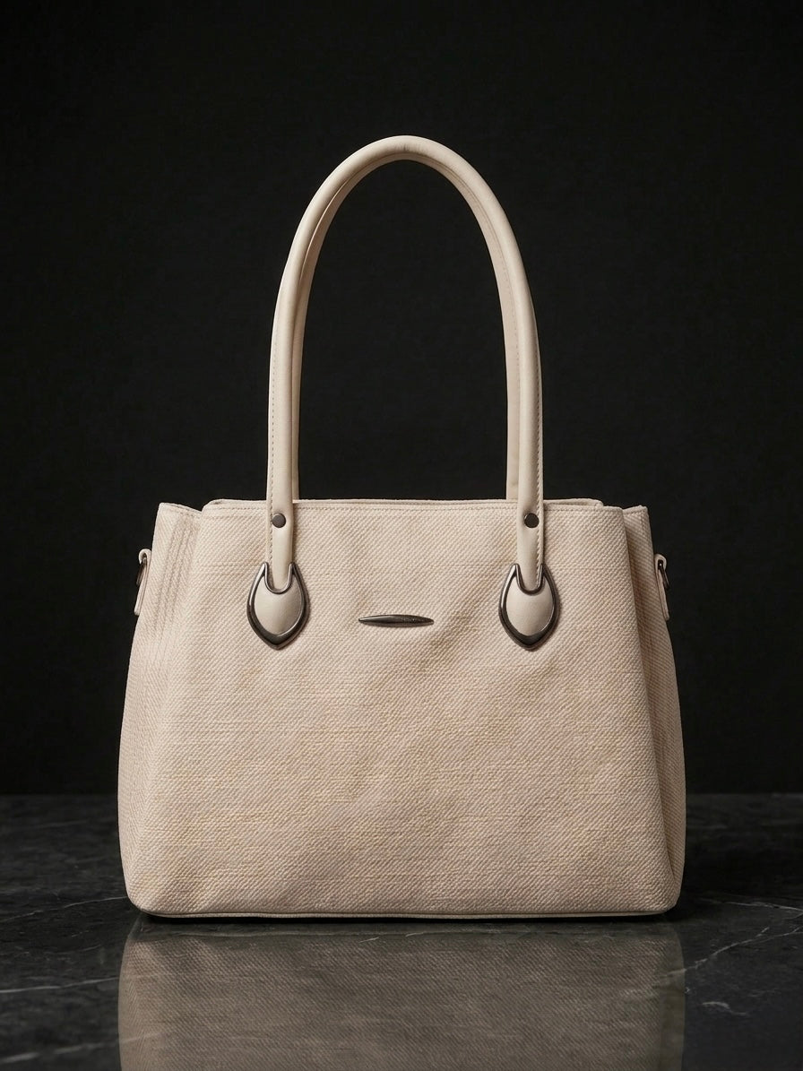 Light beige soft tote bag