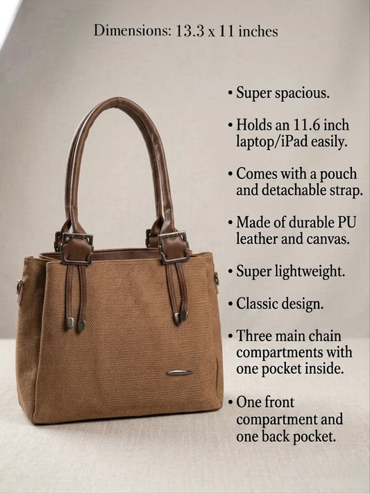 Brown soft tote bag