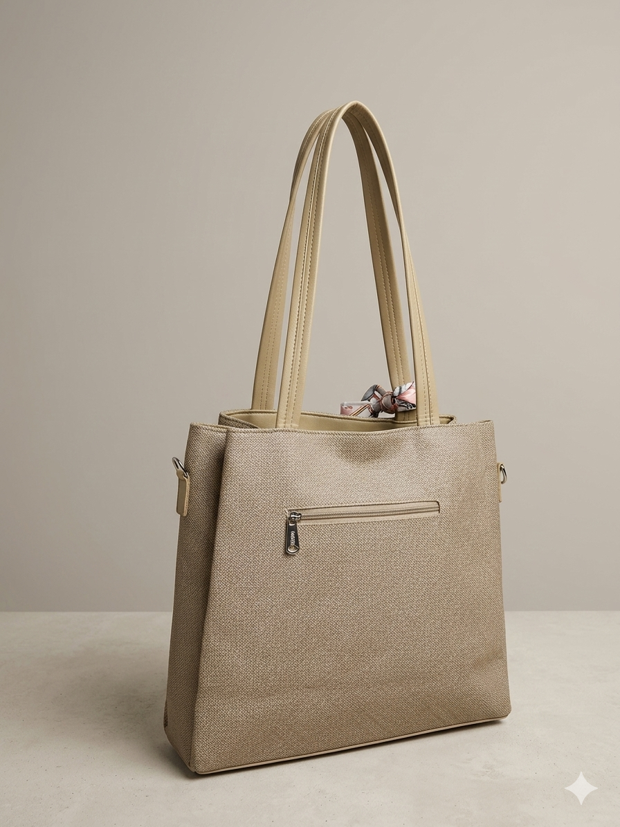 Beige soft tote bag