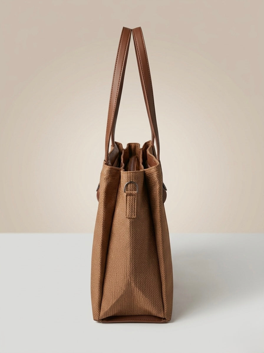 Light brown soft tote bag
