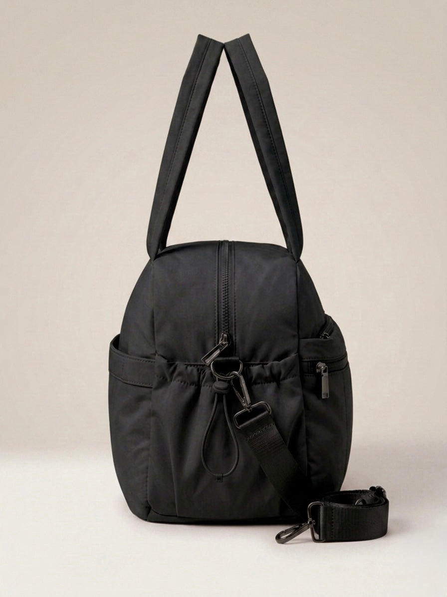 Black tote plus duffle bag