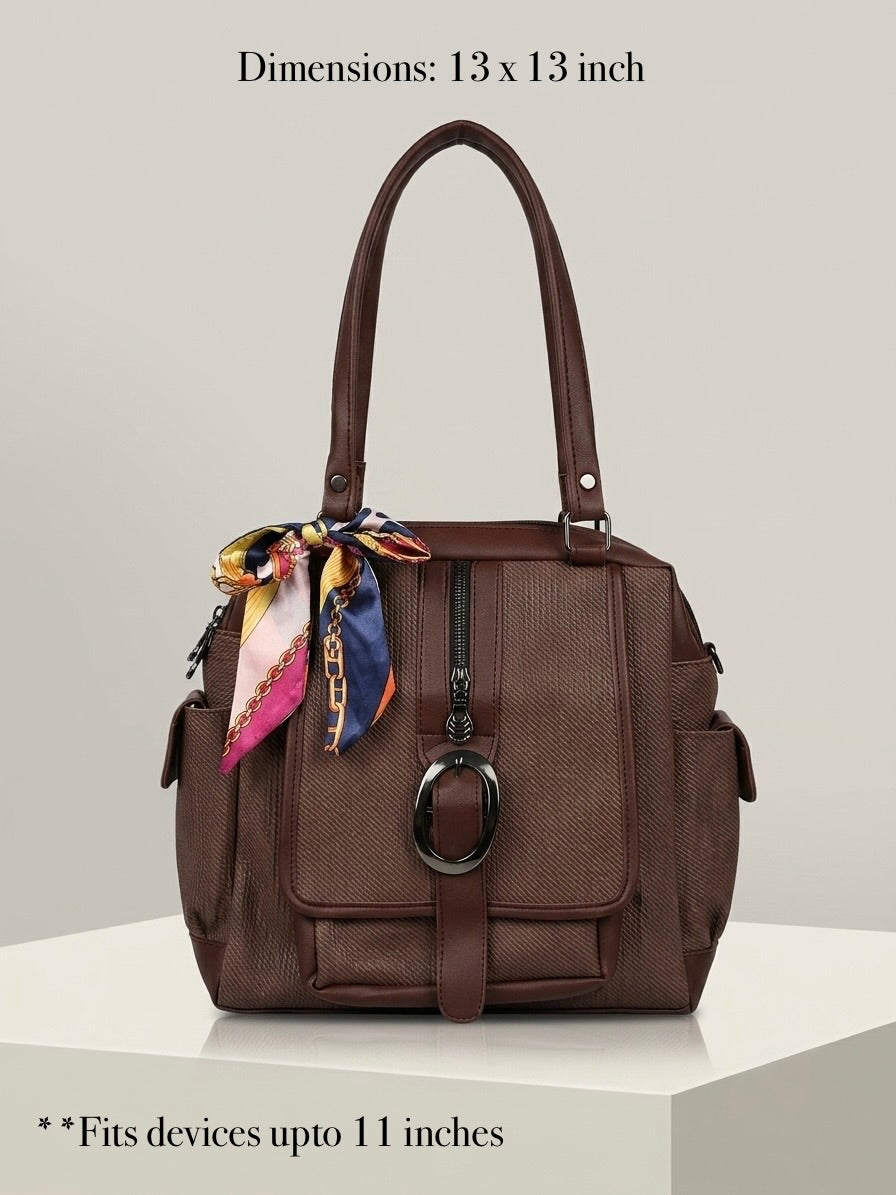 Brown tote + Backpack Bag