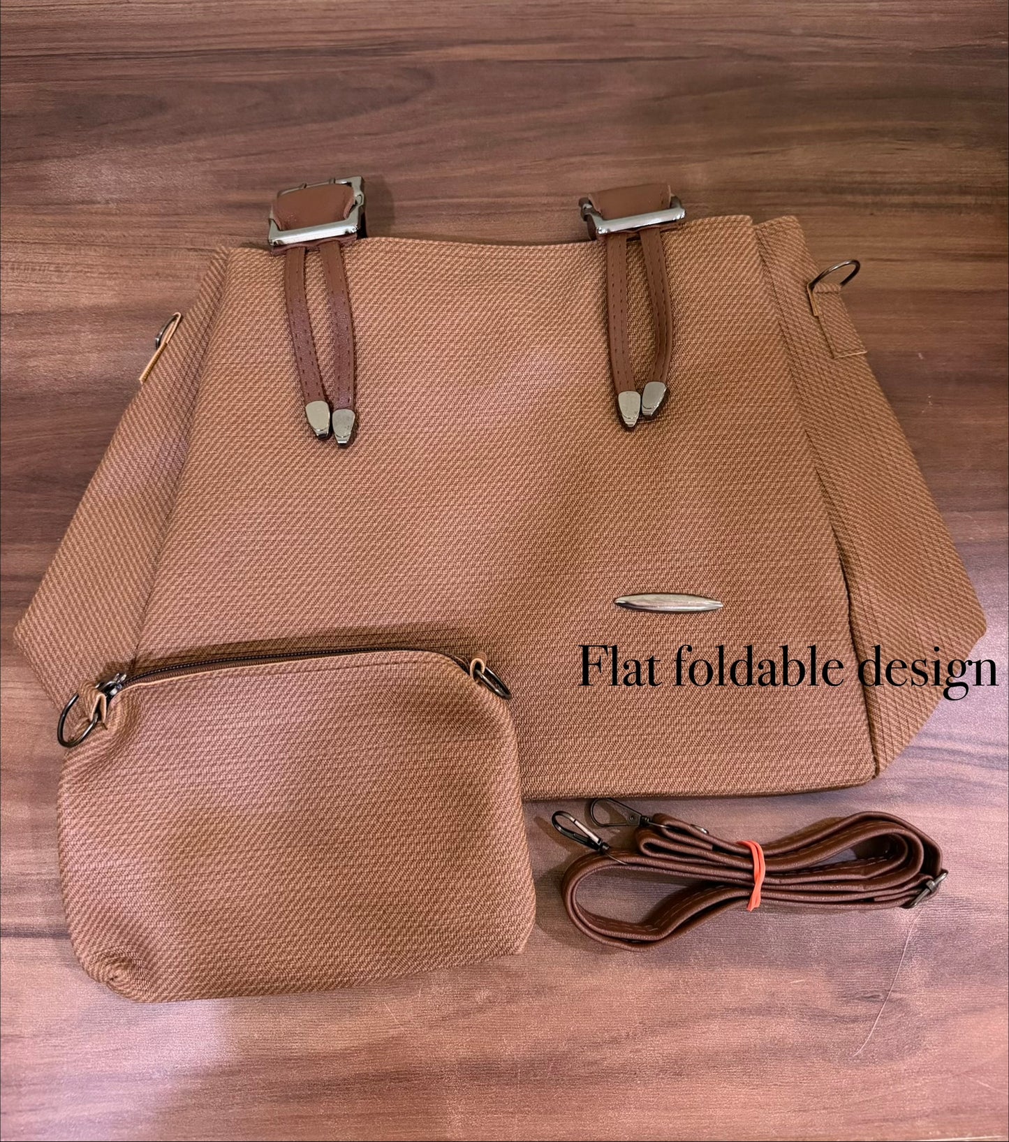 Brown soft tote bag