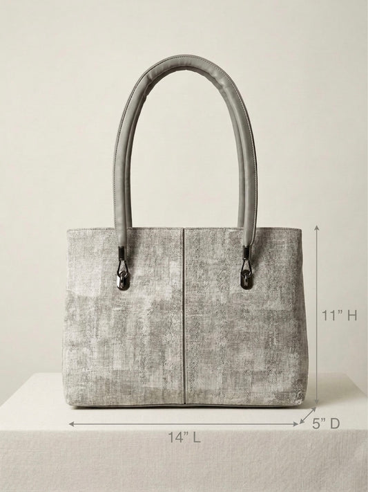 Grey printed tote bag