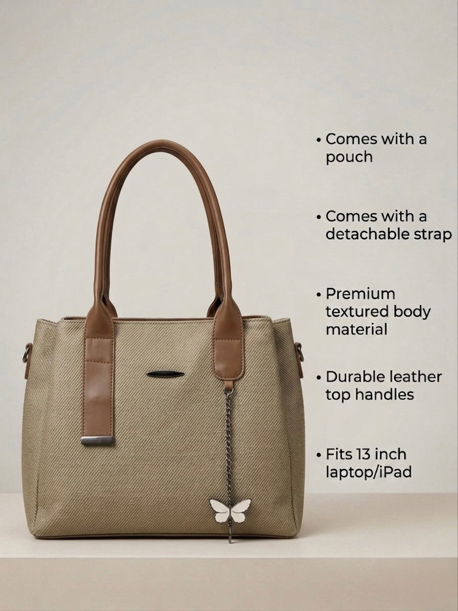 Light brown soft tote bag