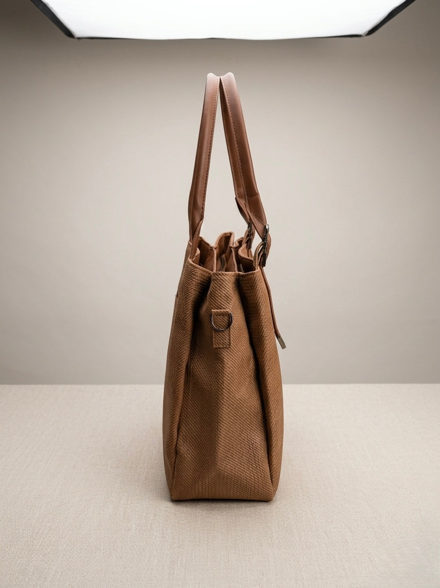 Brown soft tote bag
