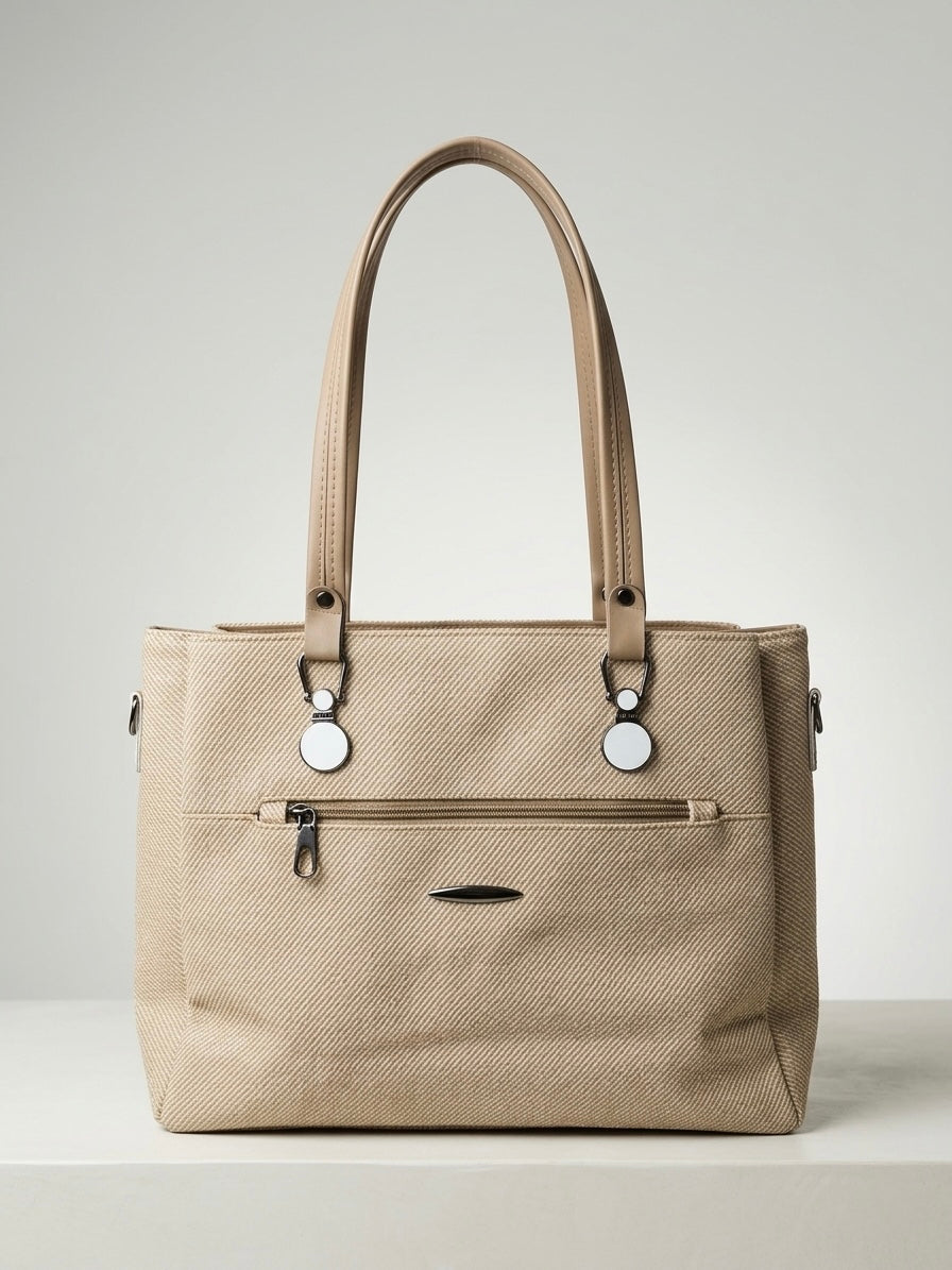 Beige soft tote bag