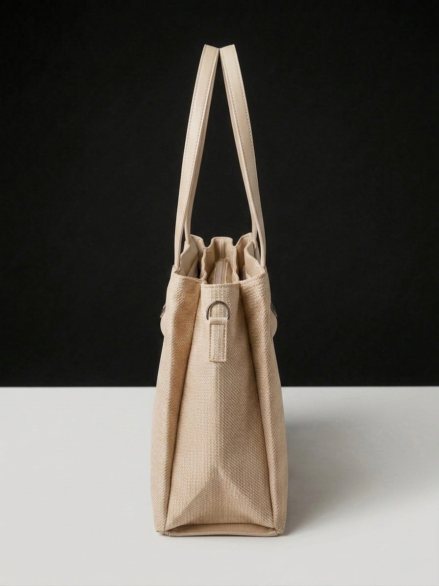 Light beige soft tote bag