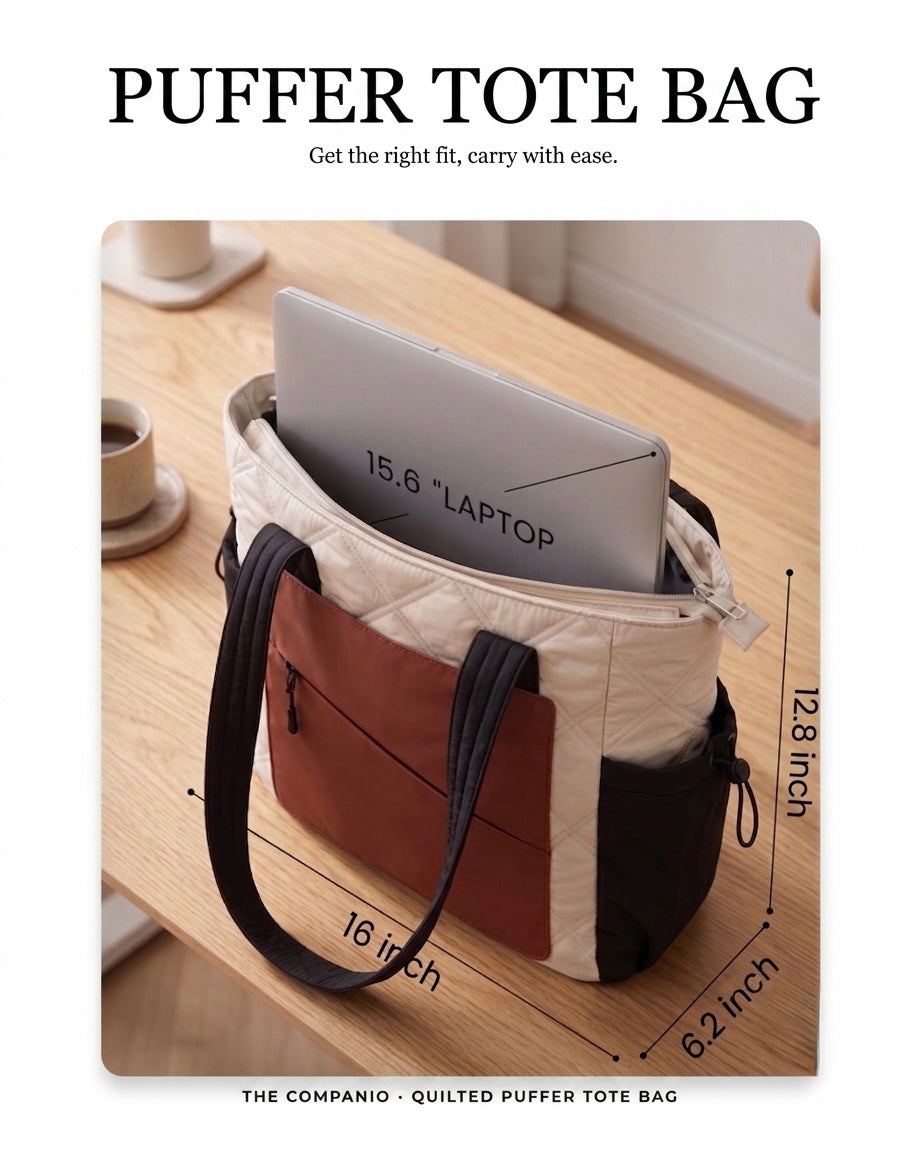 Black and Brown Puffer Tote