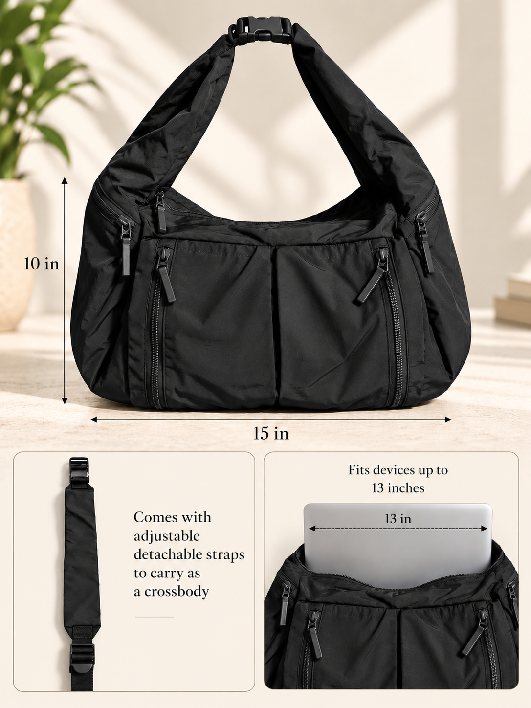 The Mila Hobo Bag(Black)