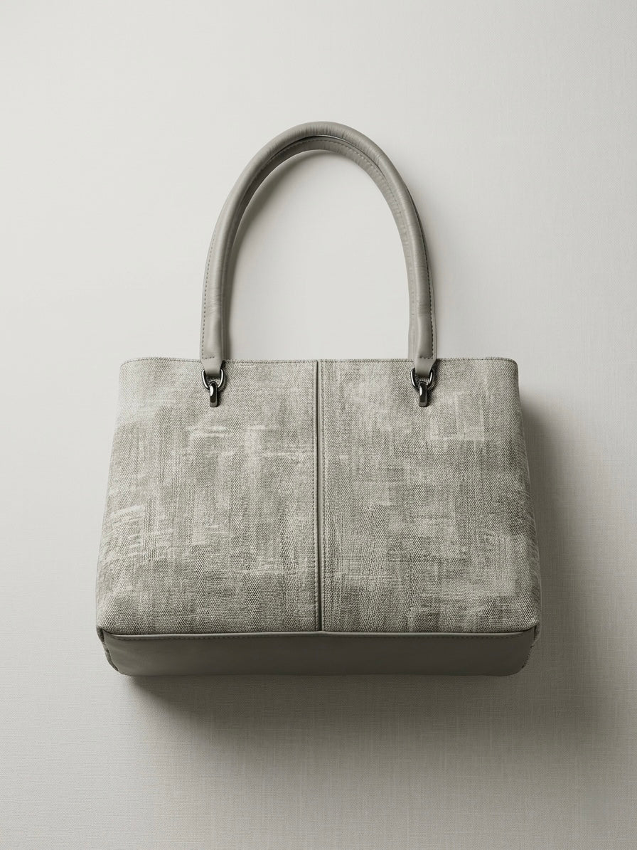 Grey printed tote bag