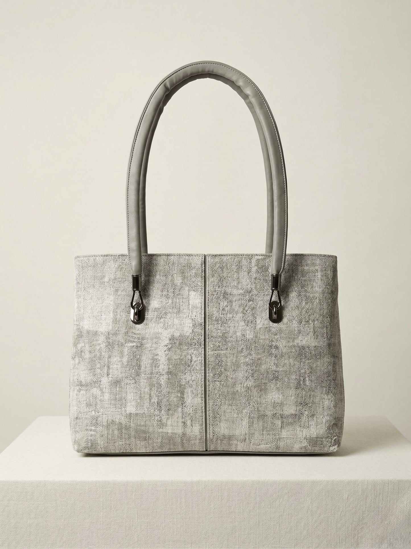 Grey printed tote bag