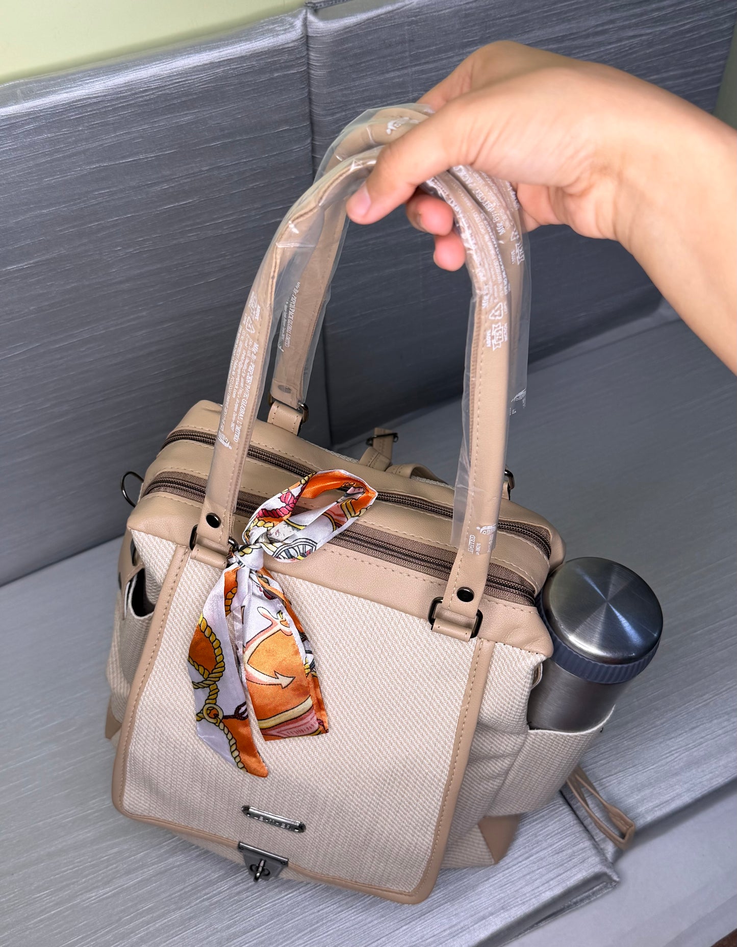 Beige tote + Backpack Bag