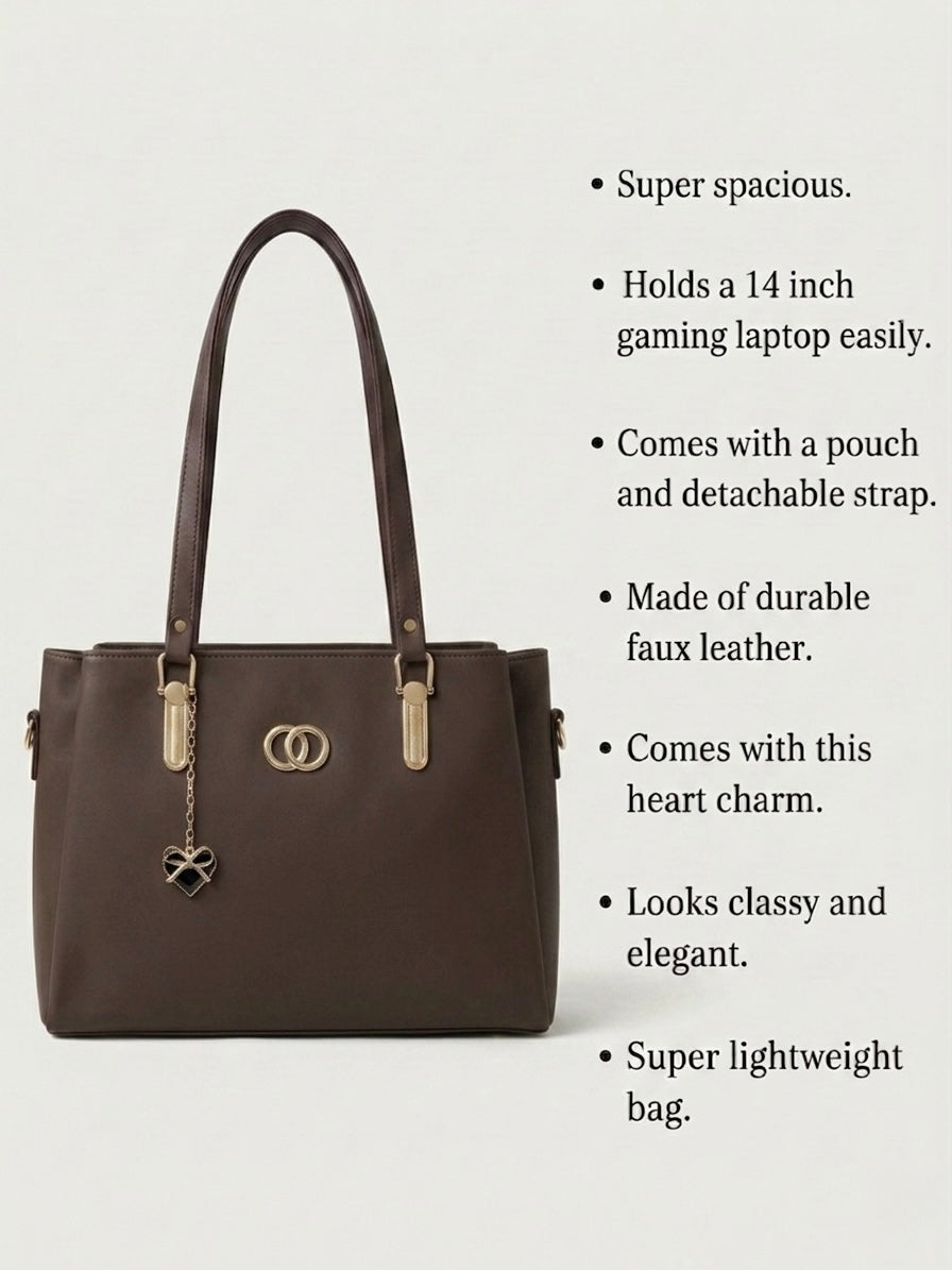 Brown soft tote bag
