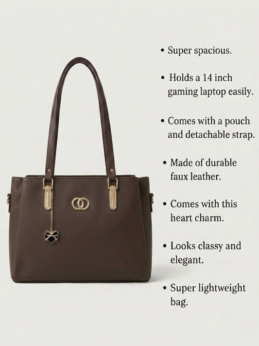 Brown soft tote bag