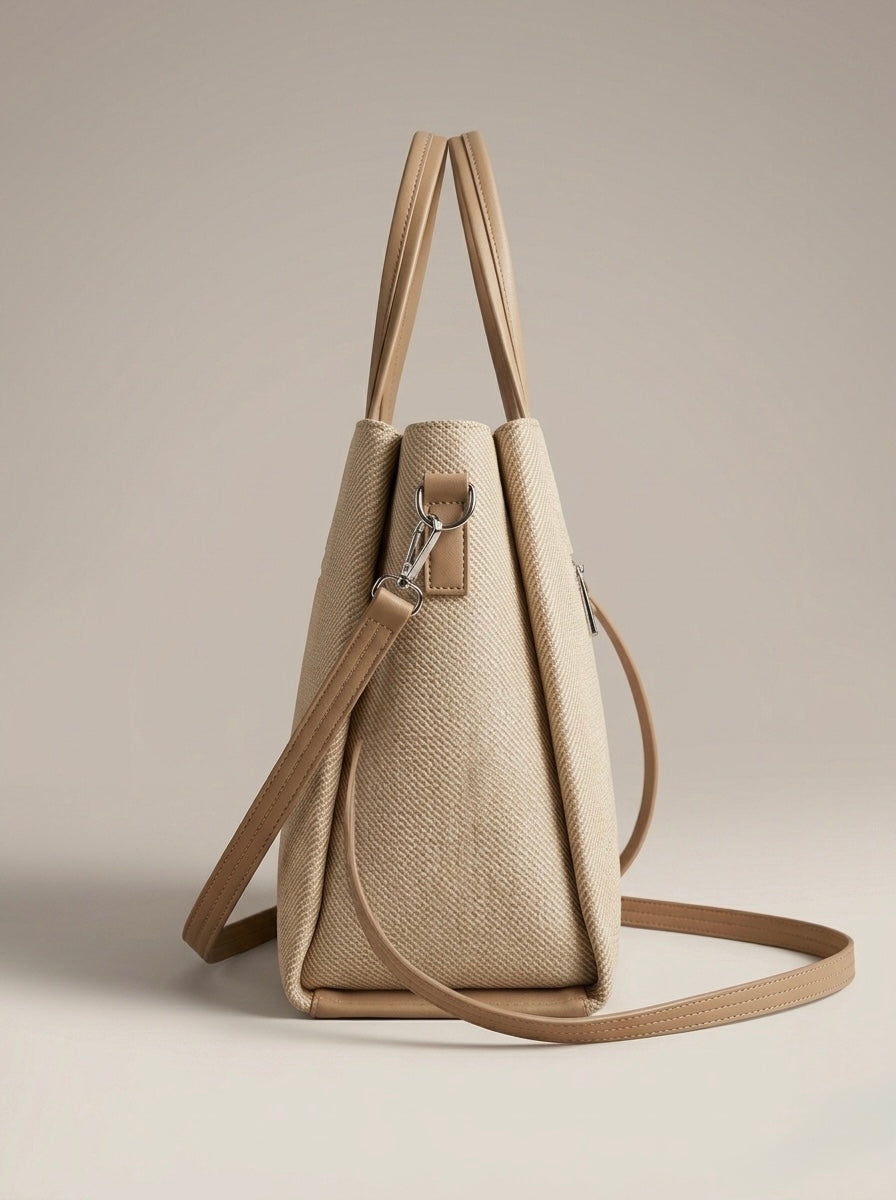 Beige soft tote bag