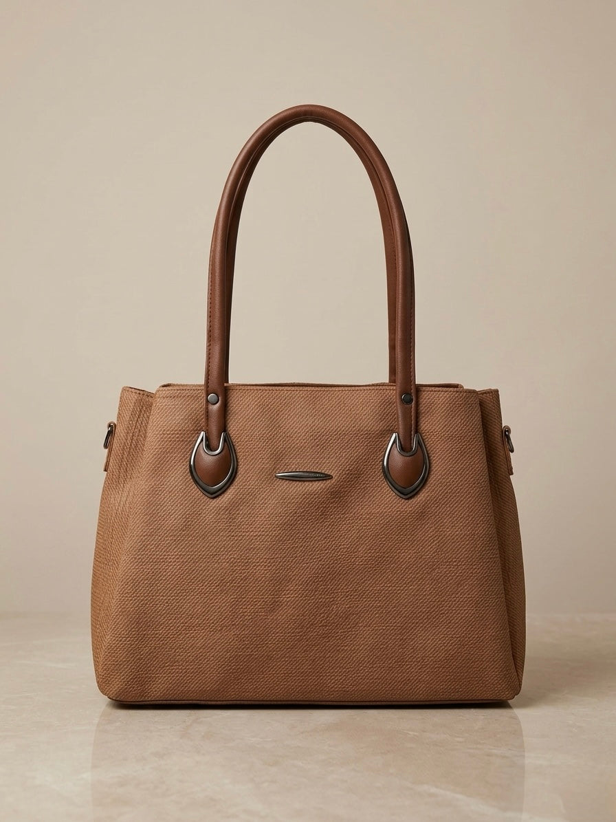 Light brown soft tote bag