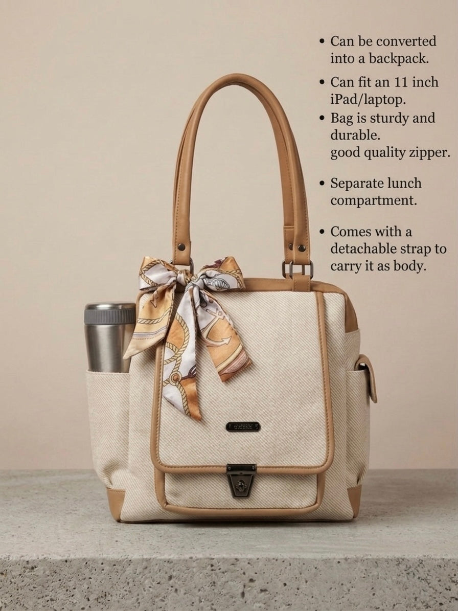 Beige tote + Backpack Bag