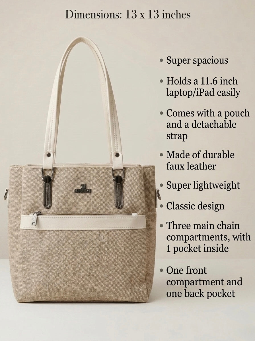 Beige soft tote bag