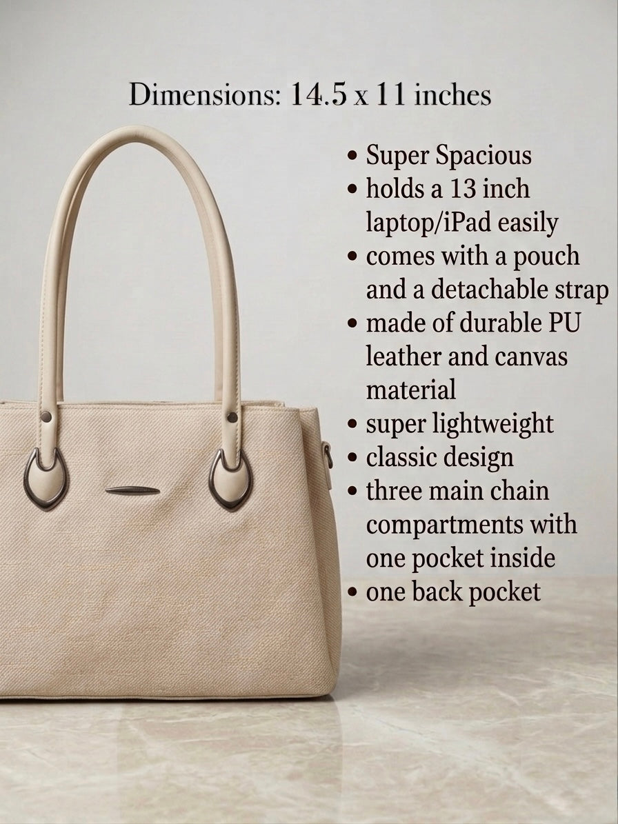 Light beige soft tote bag