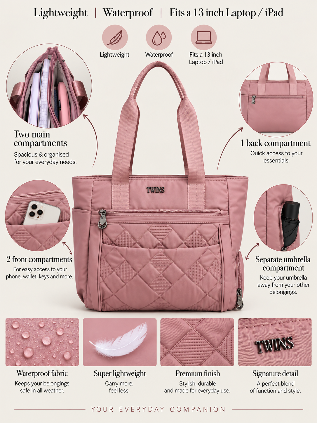 Light pink cloth bag