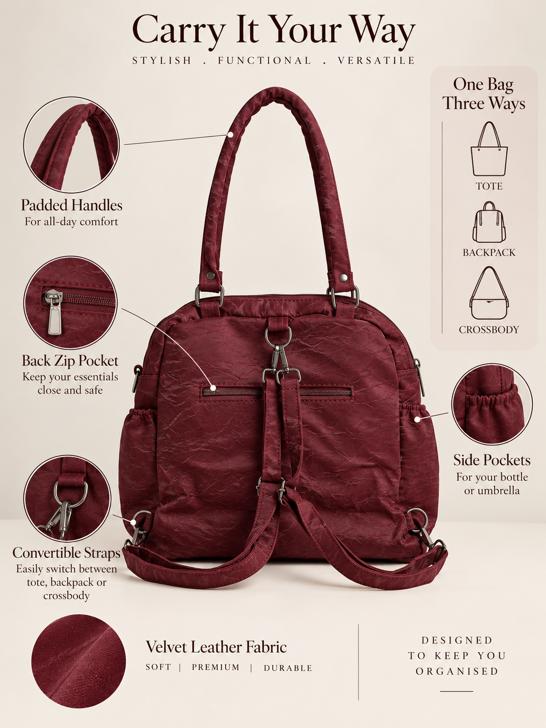 Wild Berry Convertible Bag