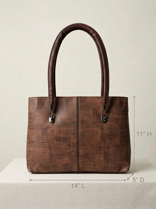 Dark brown printed tote bag