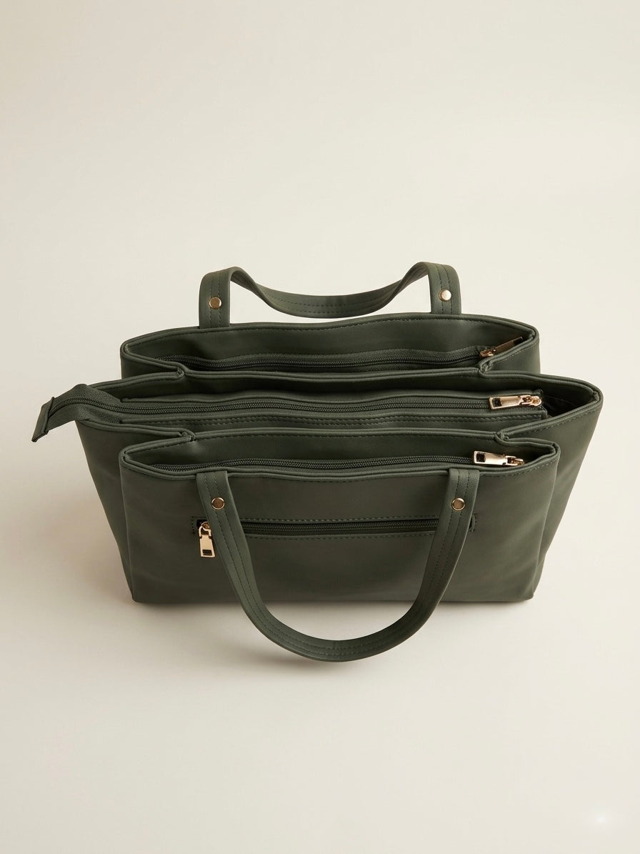 Green soft tote bag