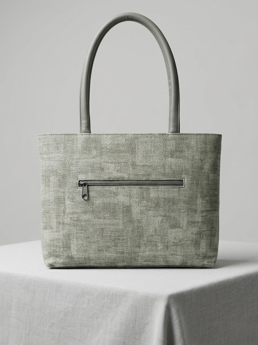 Grey printed tote bag
