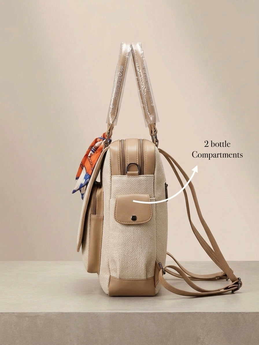 Beige tote + Backpack Bag