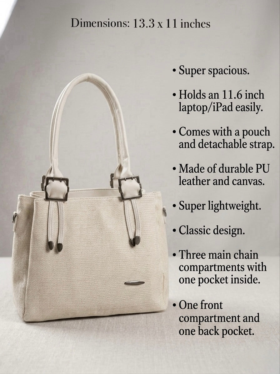 Light beige soft tote bag
