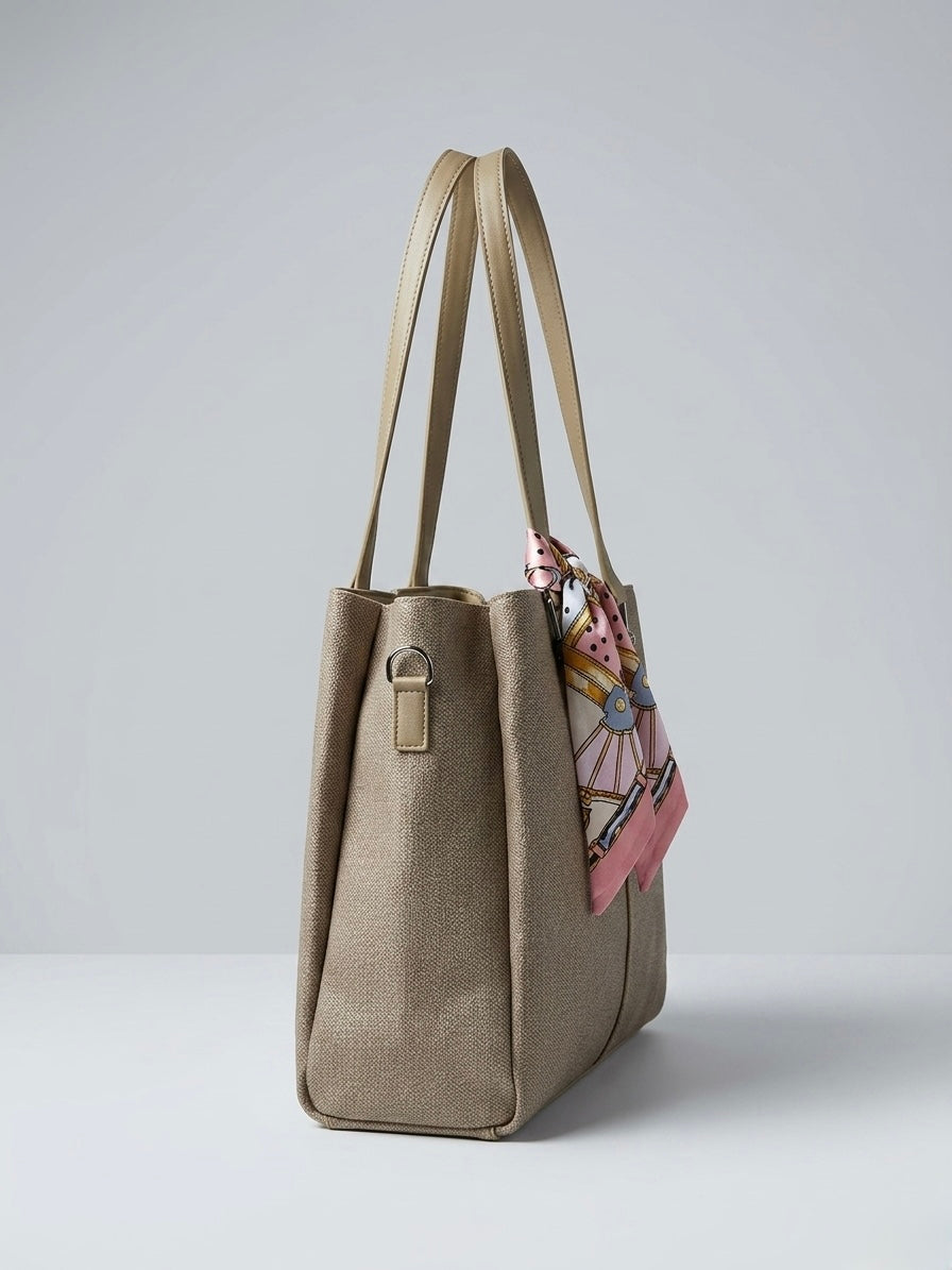 Beige soft tote bag