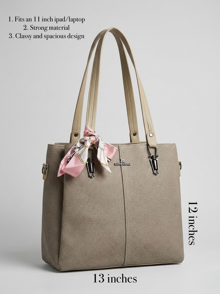 Beige soft tote bag