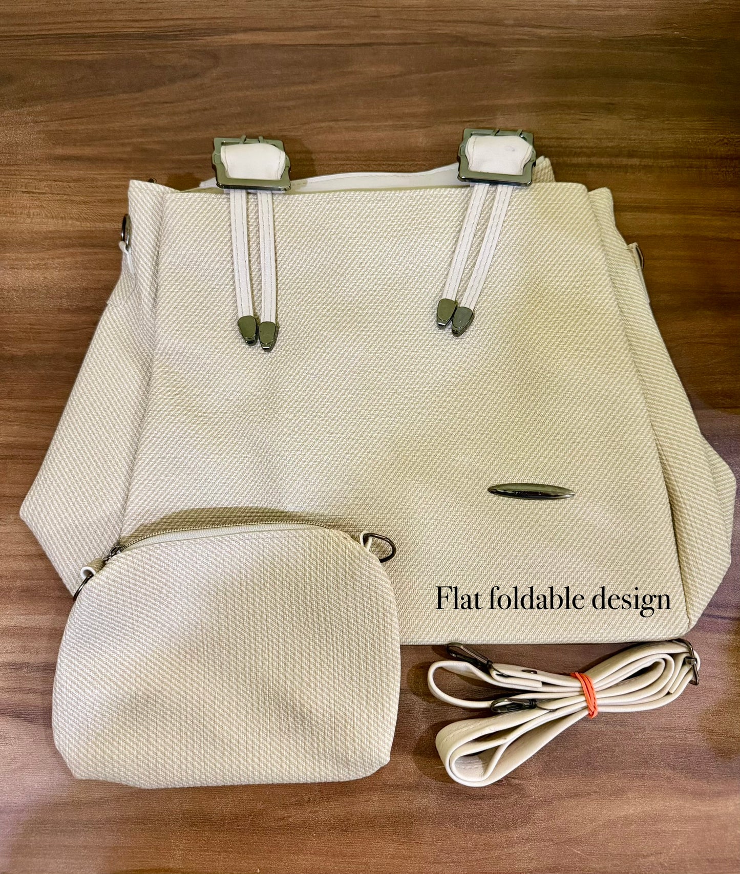 Light beige soft tote bag