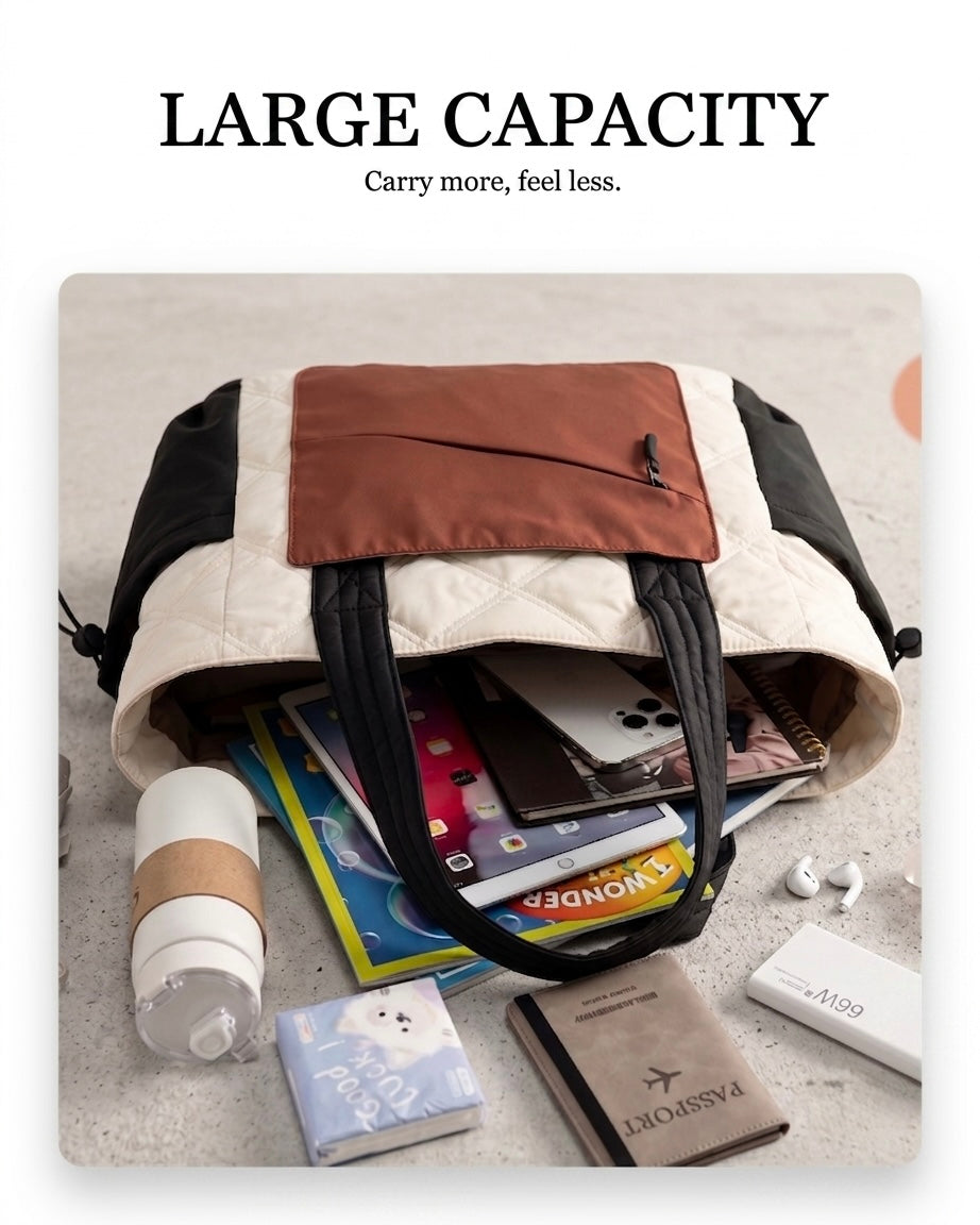 Black and Brown Puffer Tote