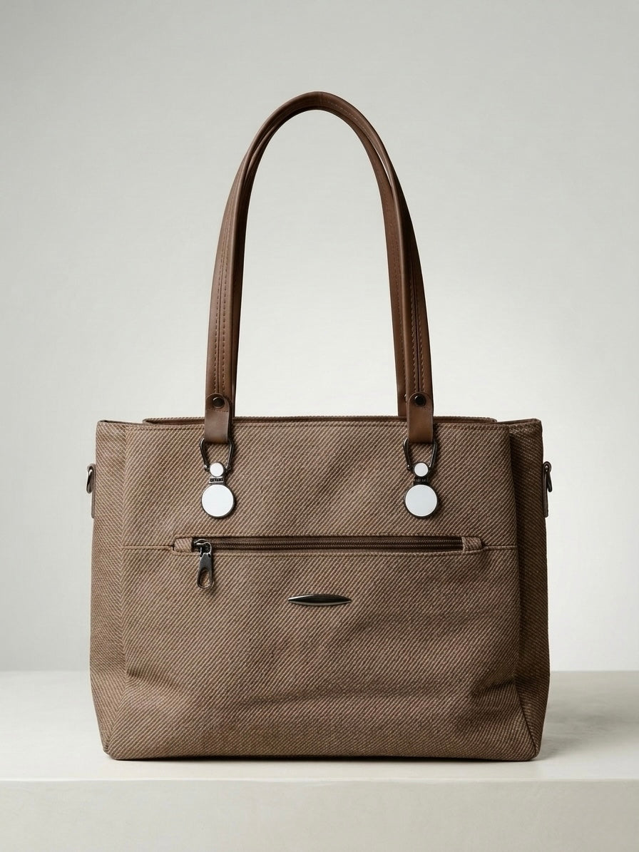 Dark beige soft tote bag